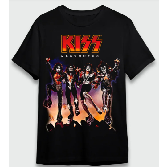 Camiseta  Kiss Destroyer Banda de Rock Camisa Blusa Unissex Algodão