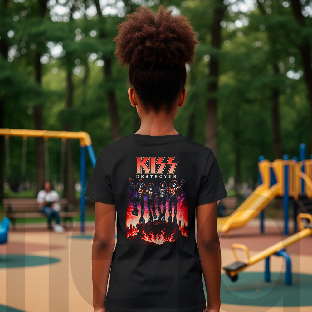 Camiseta Infantil Feminina Rock Streetwear Kiss Destroyer 029 Malha Algodão
