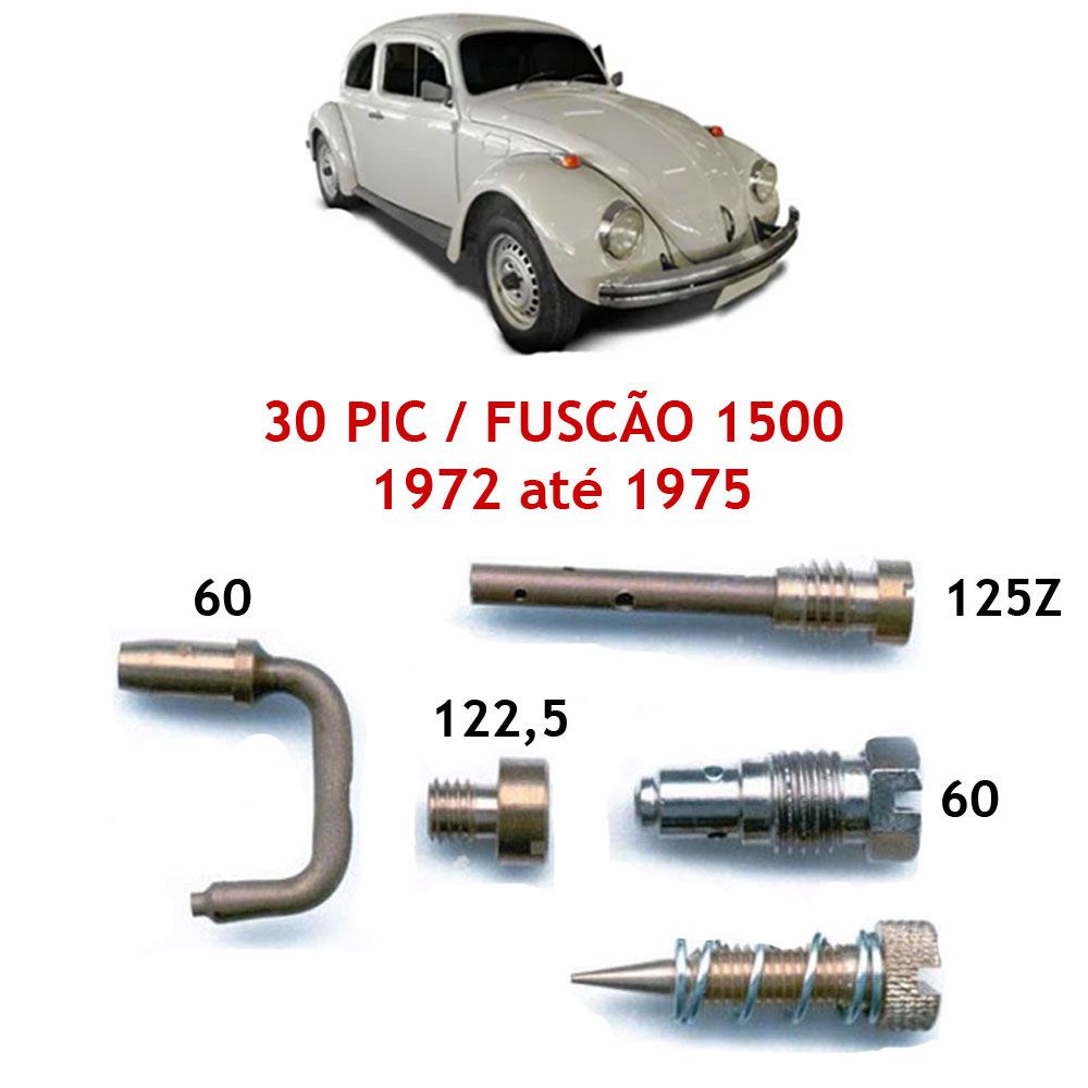 Kit Gicle Carburador Solex 30 PIC Fusca 1500 1972 até 1975 Gasolina
