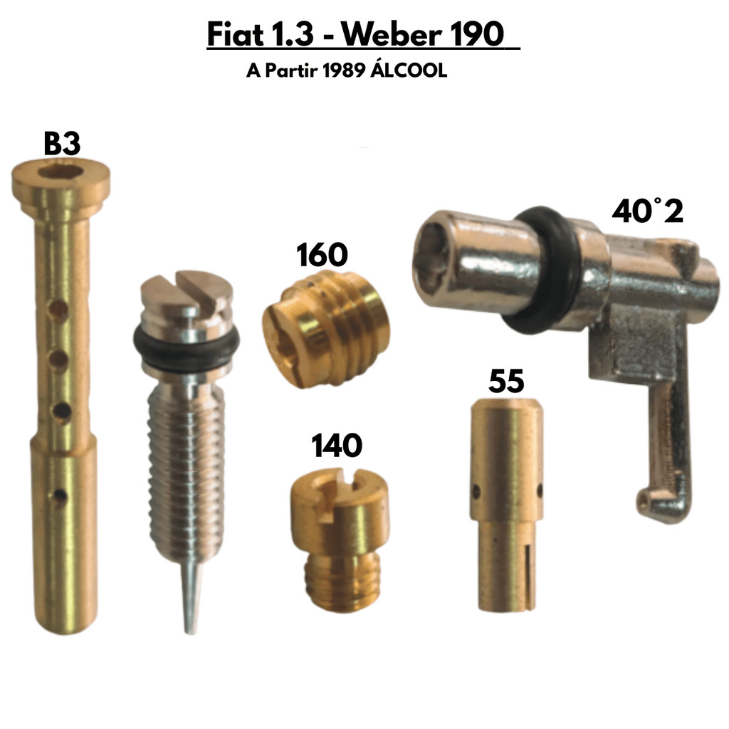Kit Gicle Carburador Weber 190 Uno Premio 1.3 Álcool 1989 em diante