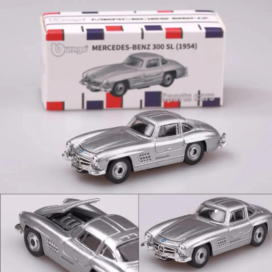 Miniatura Bburago Mercedes-Benz 300SL 1954 - escaça 1:64 – Clássico Colecionável - Bburago - Hot Wheels - Mini -