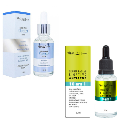 Kit Skin Care Max Love Sérum Clareador + Sérum Bio Ativo Antiacne - Max Love