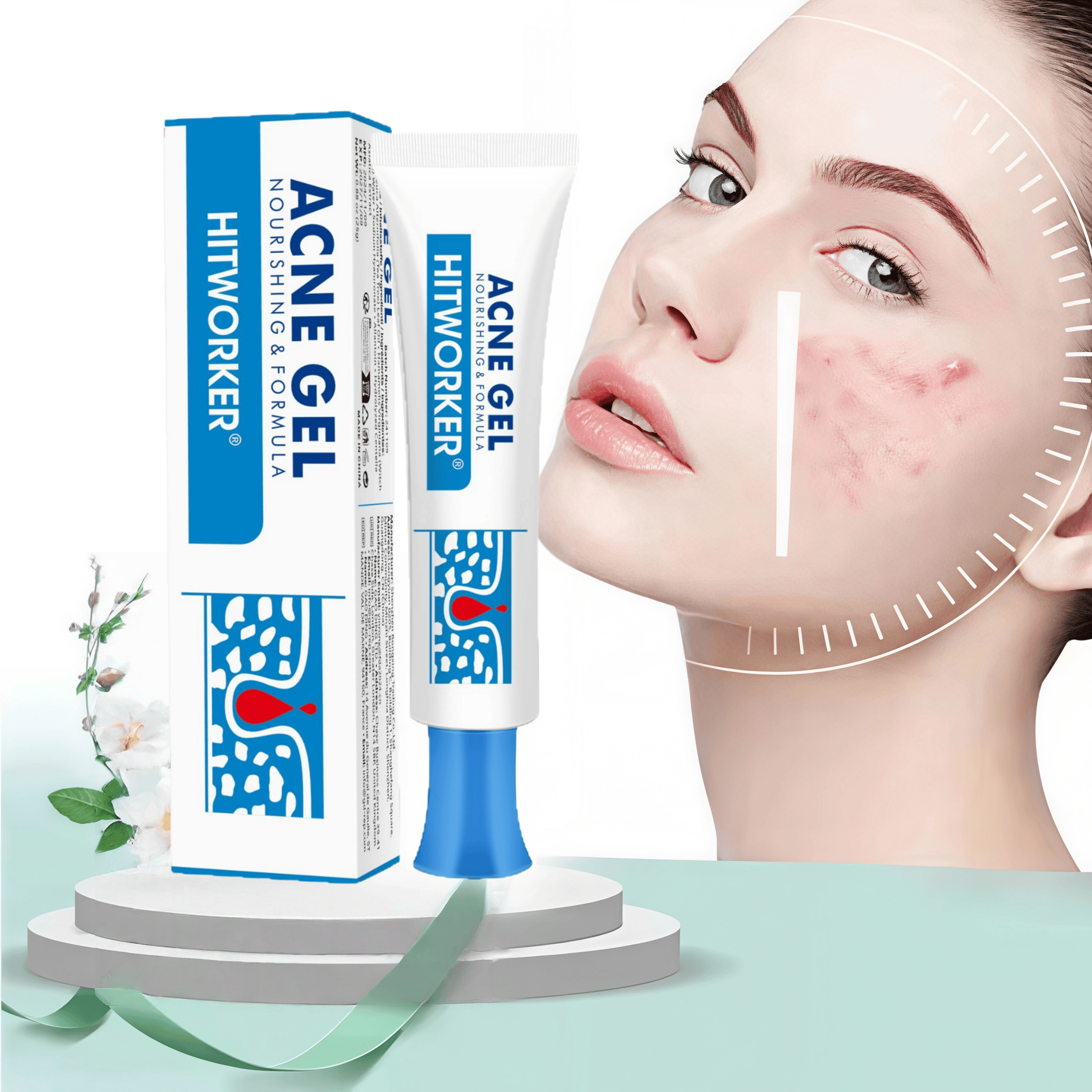 Gel Reparador Antiacne: Creme Facial Esfoliante, Redutor de Poros e Clareador