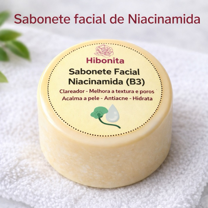 Sabonete Facial Niacinamida, Rosa Mosqueta e Camomila - Clareador de Manchas, Antiacne e Limpeza