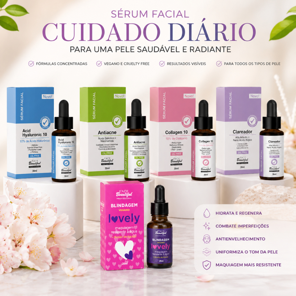 Serum facial Oil free 30ml- Hialuronico antiacne clareador colageno- Escolha o seu