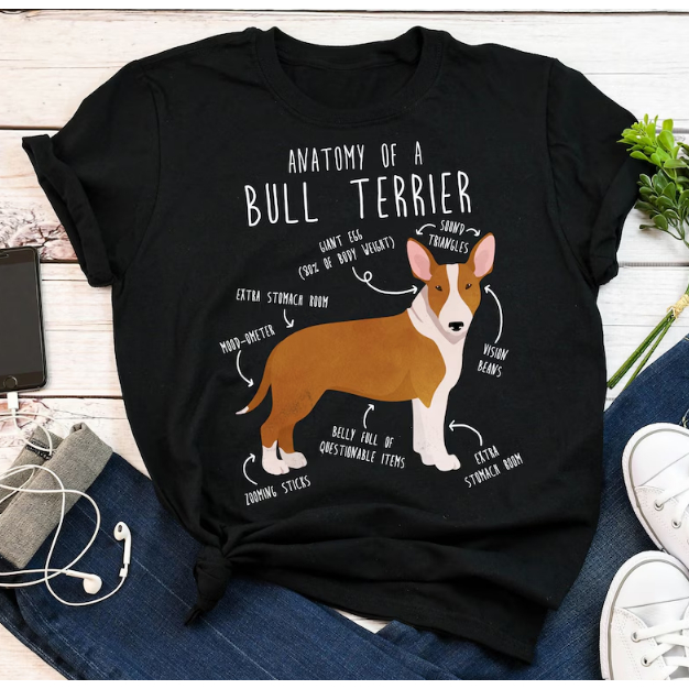 Camiseta Bull Terrier Unissex Presente Divertido para Amantes de Cães Novo!