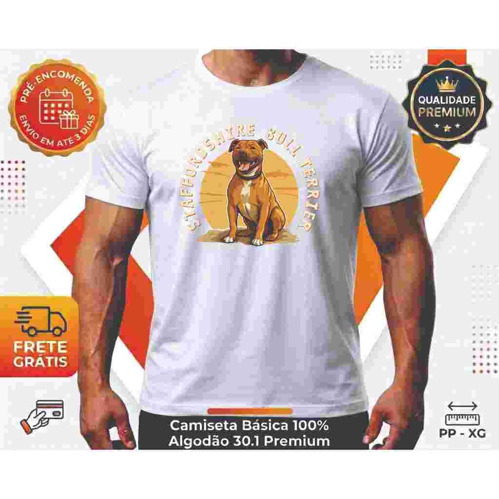 camiseta 100% ALGODÃO FIO 30.1 premium unissex staffordshire bull terrier cão  K9 staffy Dog Lover'S