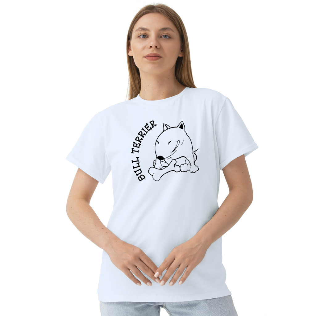 Camiseta Cachorro Bull Terrier Camisa Personalizada Blusa Adulto Algodão com Poliéster