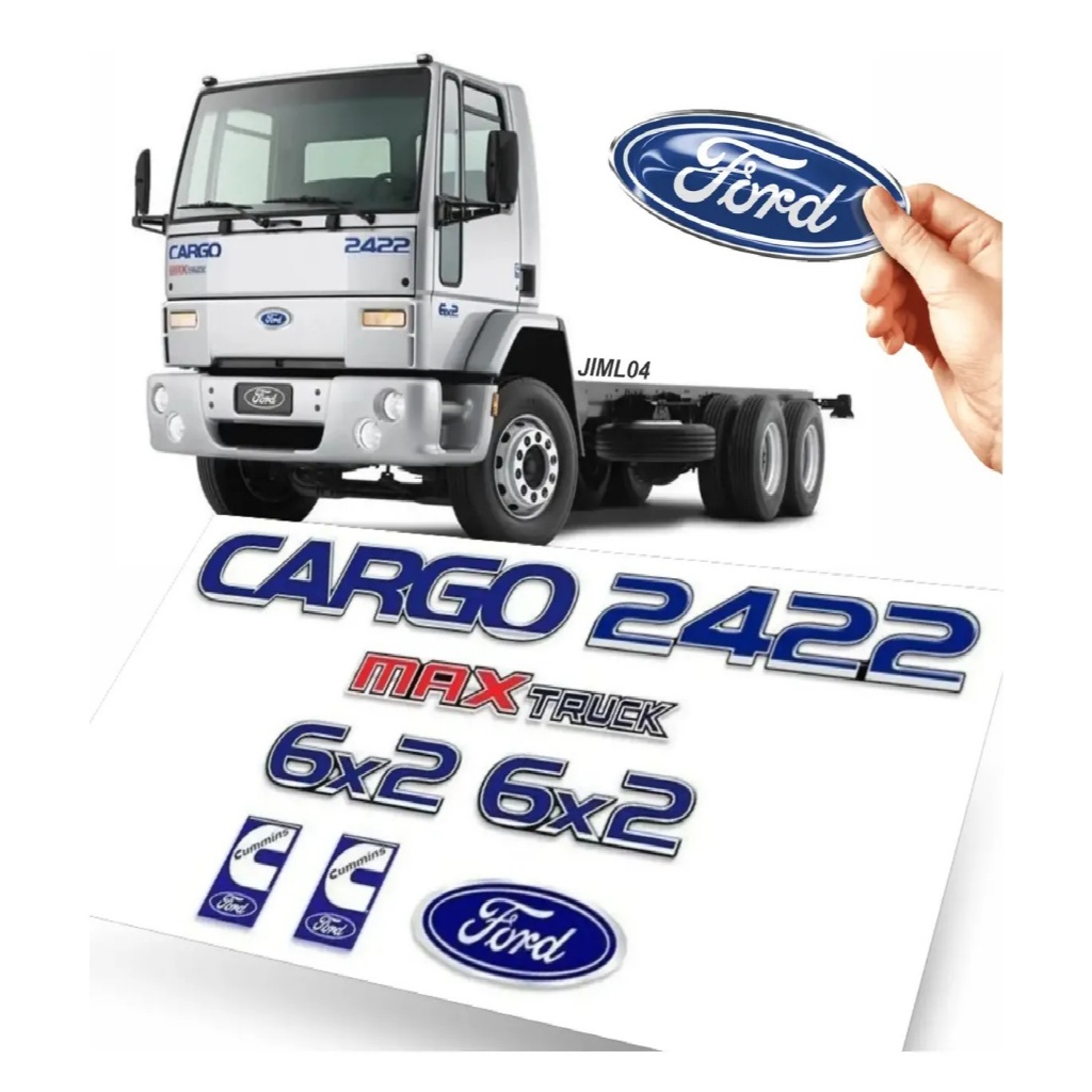 Kit Adesivo Emblema Max Truck 6x2 Cummins Ford Cargo 2422e