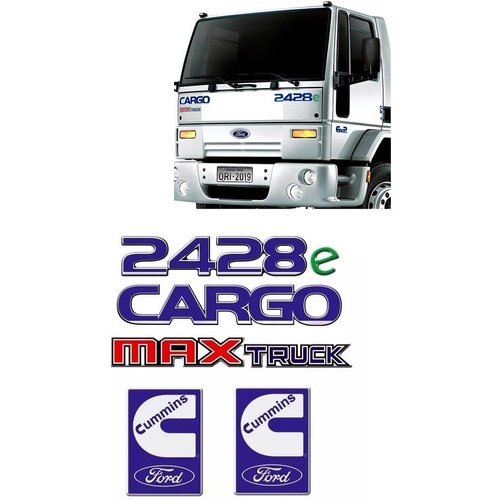 Kit De Adesivo Emblema Ford Cargo 2428e Max Truck Resinados