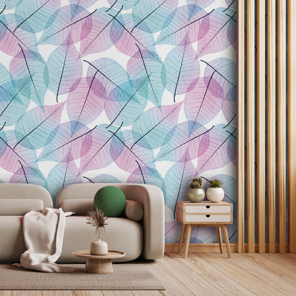 Papel de Parede Adesivo Folhagem Grande Coloridas Casual Moderno Adesivo Lavável 3 Metros