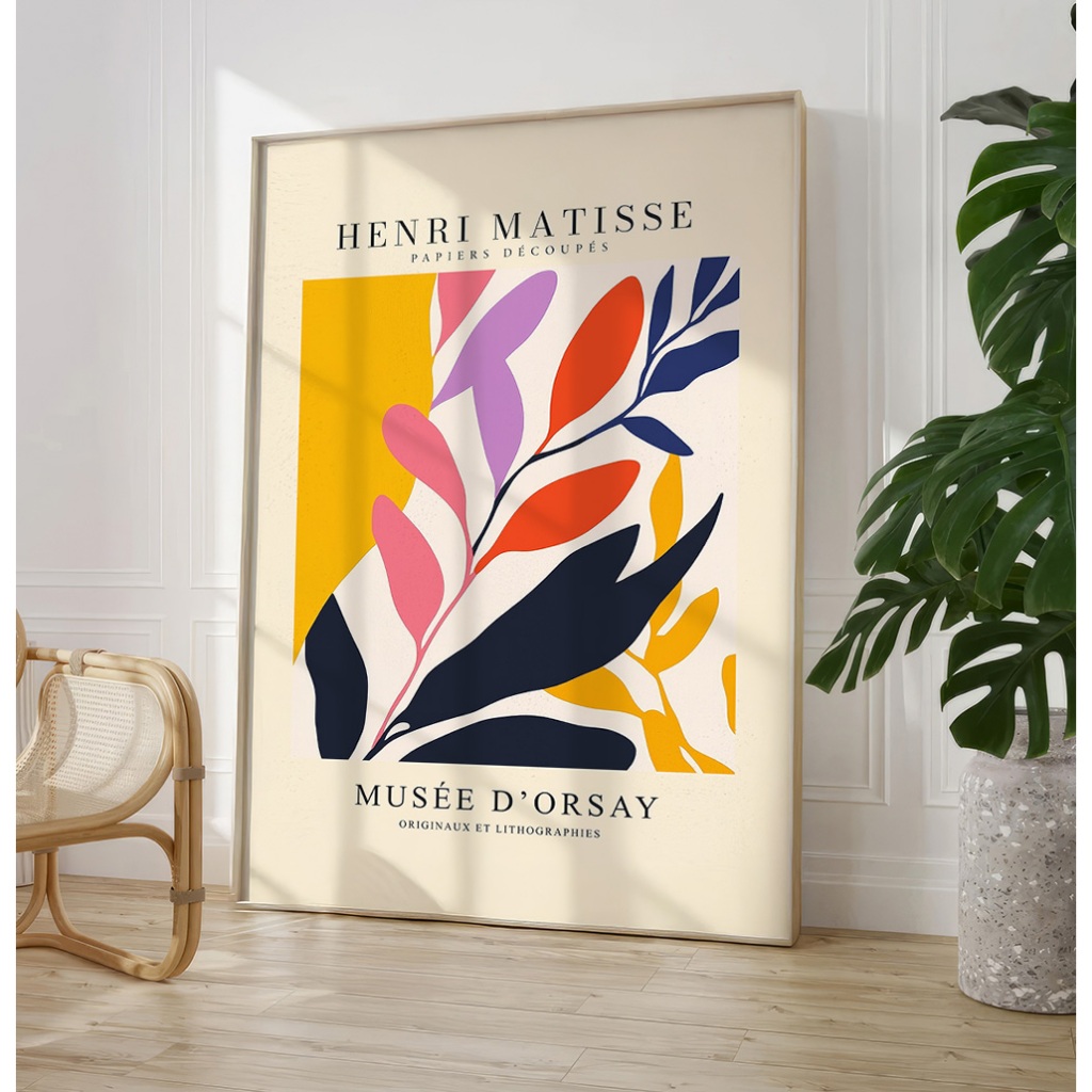 Quadro Abstrato Grande Quadro Decorativo Sala Com Moldura Quadro Quarto Matisse Plantas Coloridas