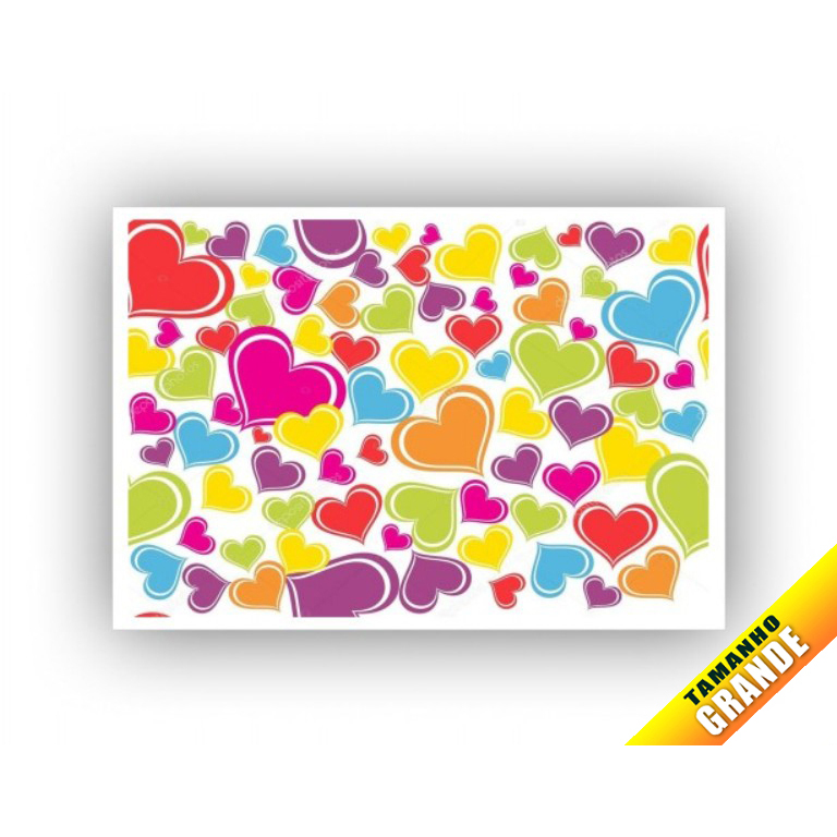 Folha de Arroz Coração Colorido para bolo grande 30x40cm de 7kg