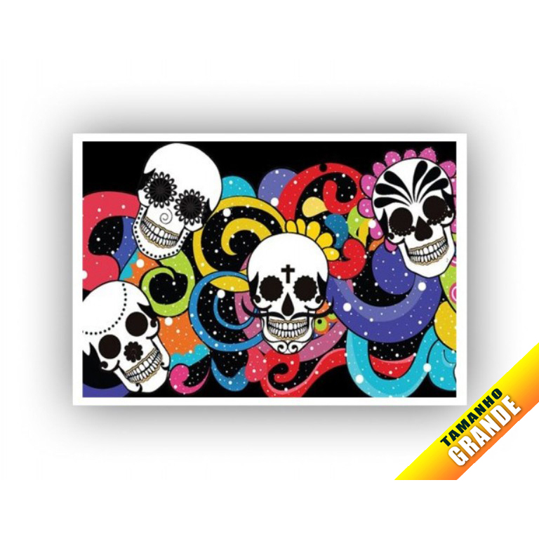 Papel Arroz Caveira Colorida para Bolo Grande 30x40cm de 7kg