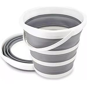 Balde Retrátil Premium De Silicone 10 Litros Dobrável Com Alça Para Limpeza Camping Viagem