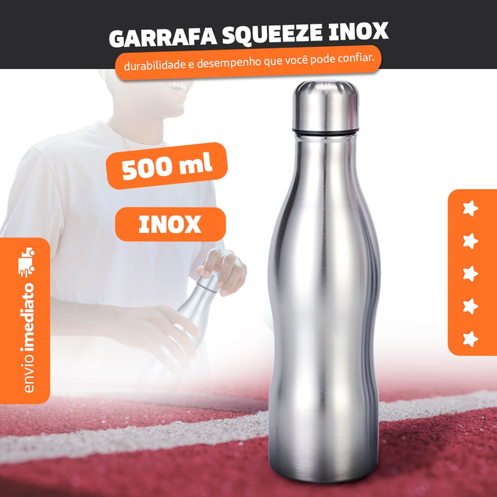 Garrafa Inox Squeeze 500ml Viagem Academia Com Tampa - Bhz Store