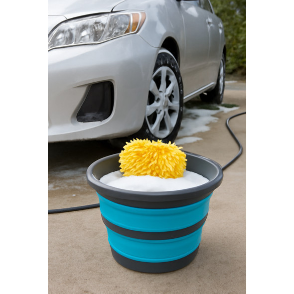 Balde Dobrável 5L Compacto Silicone Portátil Lavar Roupa Carro Camping Viagem Cores Sortidas