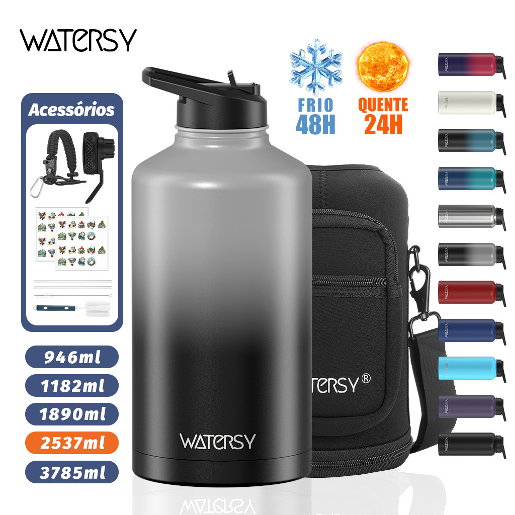 Garrafa Térmica WATERSY Inox 304 48h Quente/Frio - Grande Capacidade para Camping e Viagens
