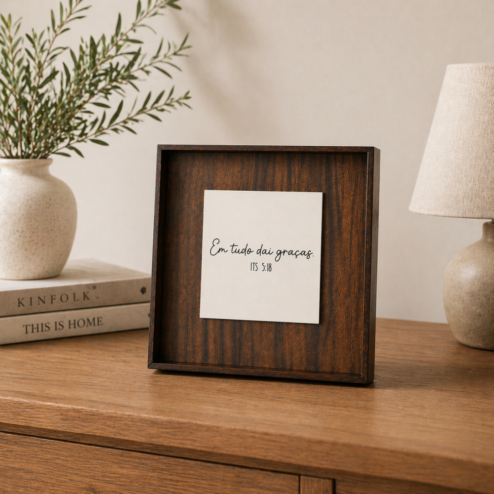 Kit 14 Quadros Decorativo em MDF Quadrado com Placa Gravada com Frase religiosa Sala Quarto Casa e Decoração