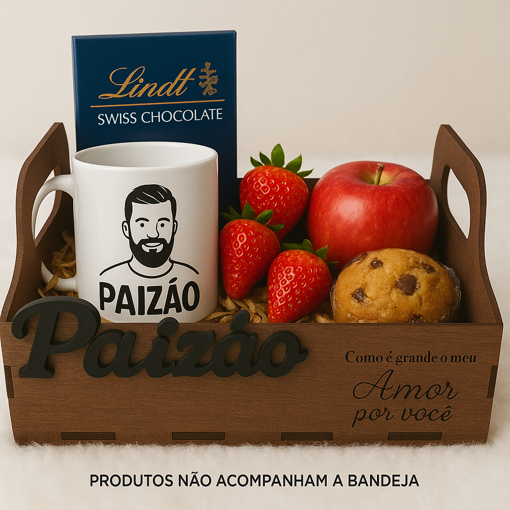 Caixa Presente MDF Paizão com Frase Gravada – Dia dos Pais, Aniversário, Cesta Personalizada 25x25cm