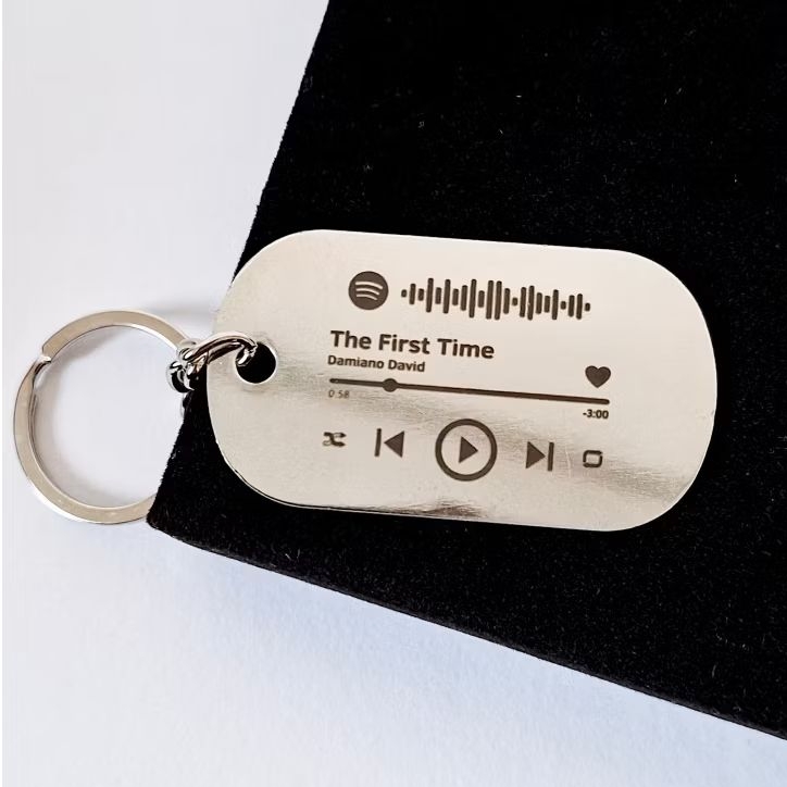 Chaveiro Inox Personalizado com Código Spotify | Nome ou Frase Gravada no Verso