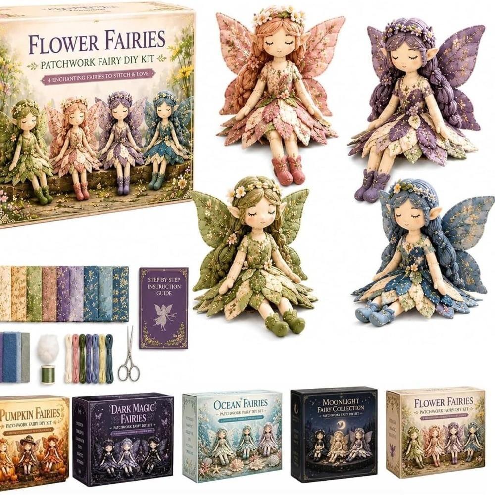 Conjunto De Costura De Retalhos QENVXDAN Fairy Elf , Kit DIY Feitos À Mão Para Iniciantes Com Flores E Fadas