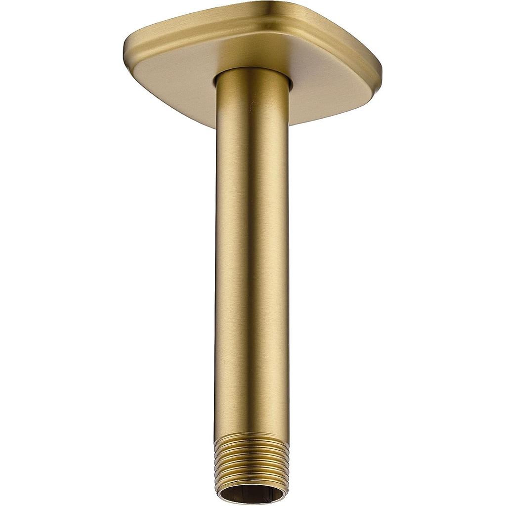 Shower Arm with Flange 6 Inch Straight Shower Arm for Ceiling Mount Rainfall Shower Head, Male to Male NPT 1/2 Inch Exte