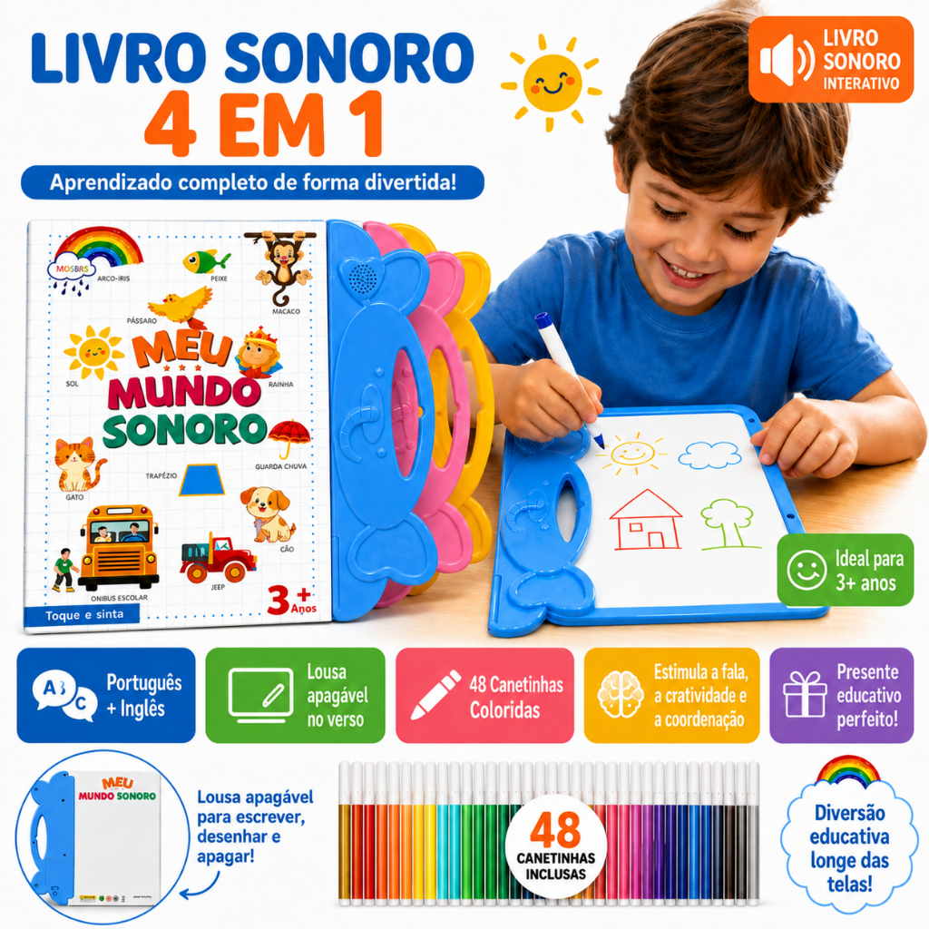 Interactive Children's Book With Bilingual Sound Portuguese English Educational Pedagogical Toy Children's Gift
