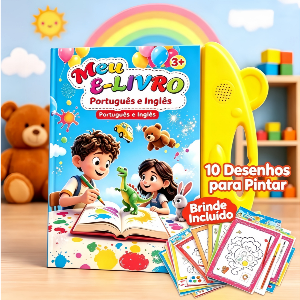Interactive Book with Bilingual Sound Portuguese-English Educational Aprenda + brinque