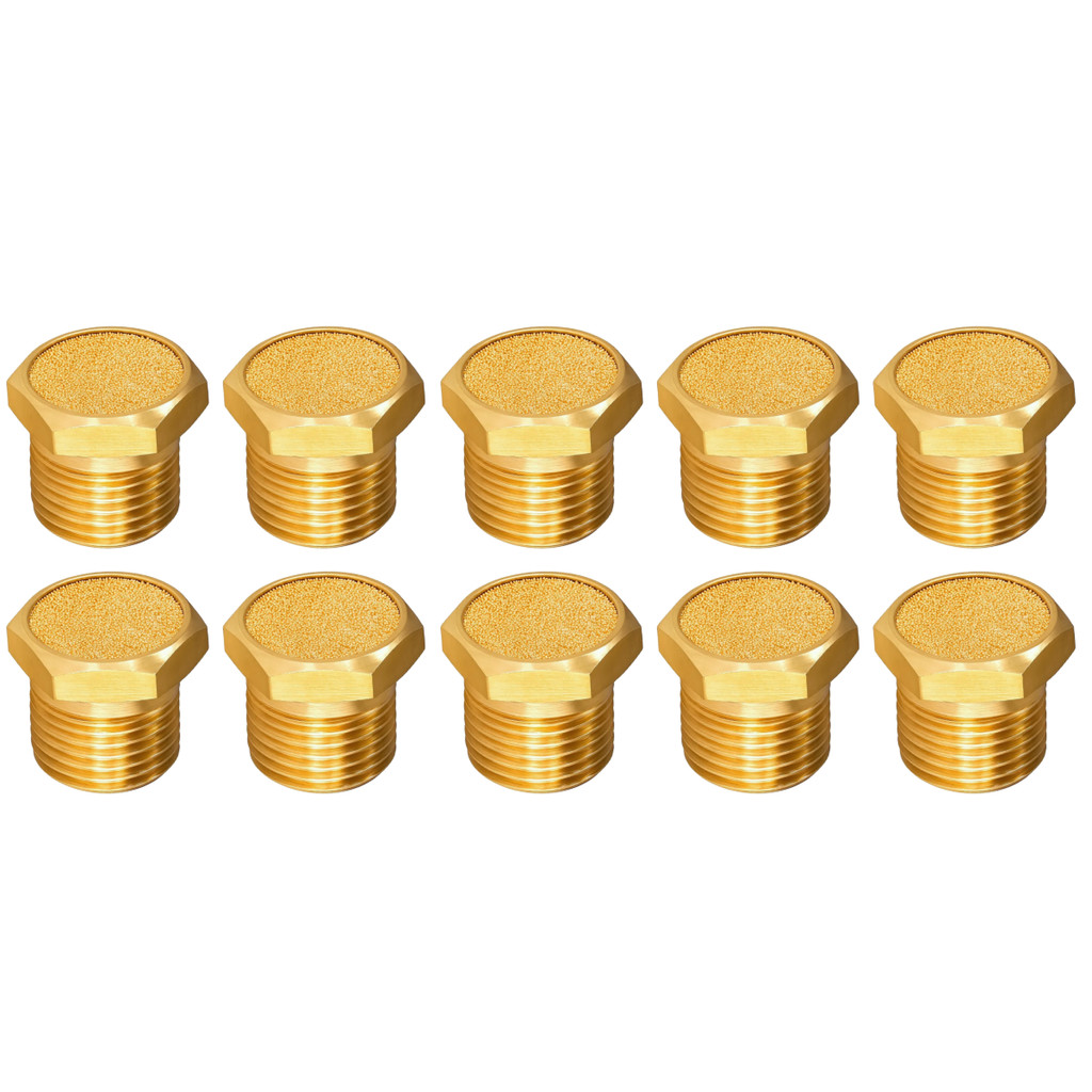 10 Silenciador Pneumático Curto Rosca 3/8 Bsp Silencioso P/ Válvula Pneumática