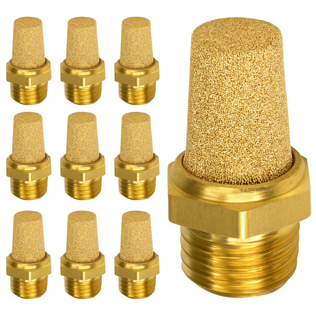 5 Silenciador Pneumático Cônico Rosca 1/8 Bsp Longo Silencioso P/ Válvula Pneumática