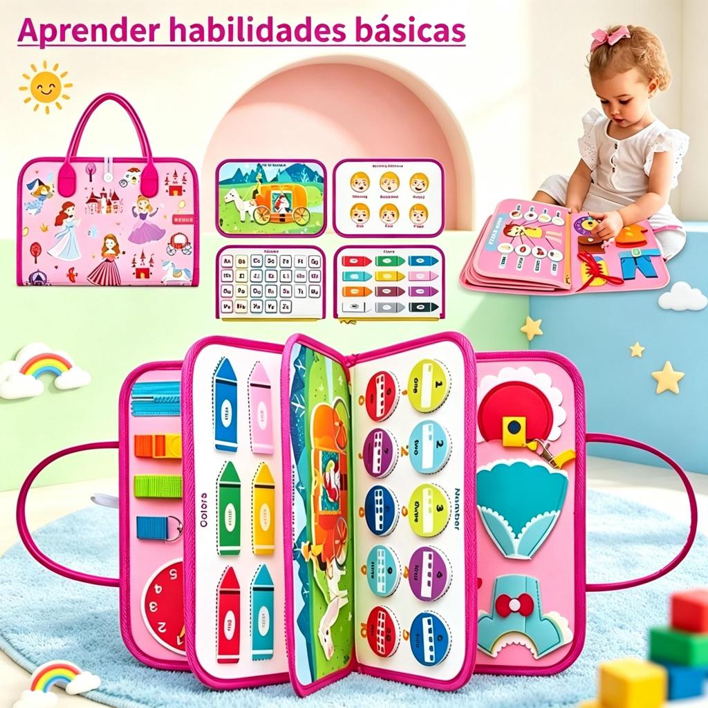 Montessori Busy Board Para Crianças-Brinquedos Sensoriais De Habilidades Básicas A Vida Com Botão De Zíper De Fivela