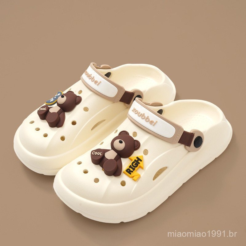 AYUER 3D Bear DIY Thick Soled Non-slip Sandals.Size 35-45 Men's and Women's Comfortable Anti-odor Sandals