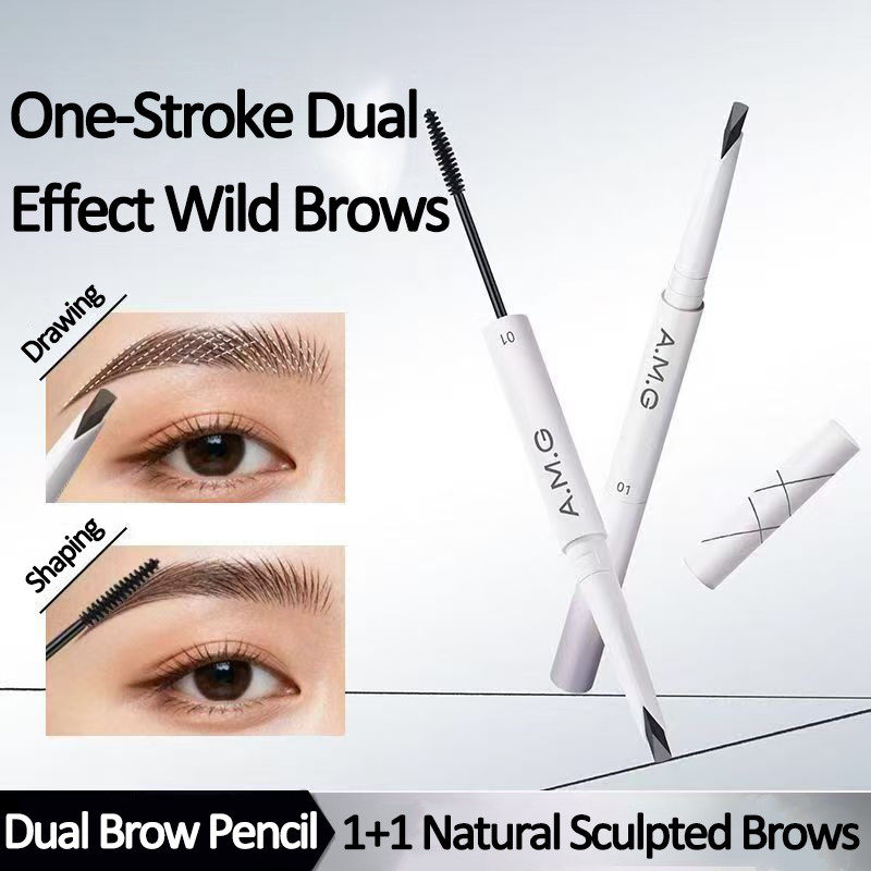 Amg 4-Em-1 Lápis De Sobrancelha De Ponta Dupla Triangular À Prova D'água De Manchas De Longa Duração Natural Preenchimen