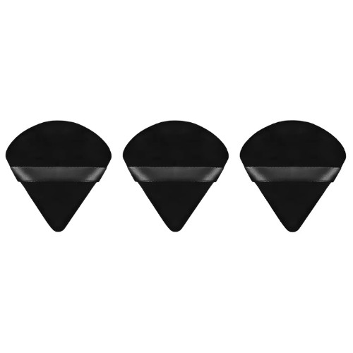 Kit com 3 Esponjas Triangulares para Pó na cor Preto