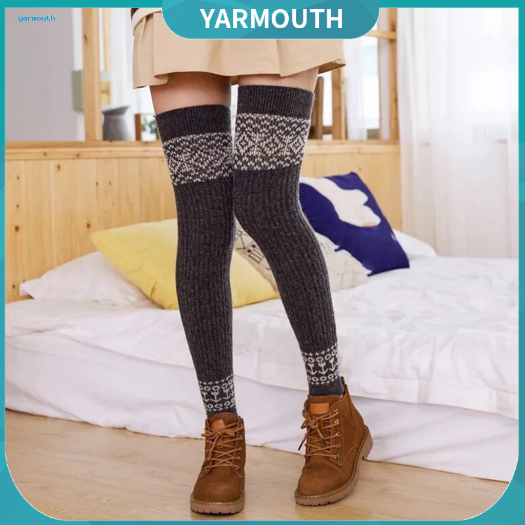 Leg Warmers Home Style Socks Women’s Winter Over-knee Thickened Colorblock Calf Covers High Elastic Anti-slip Knee-hig