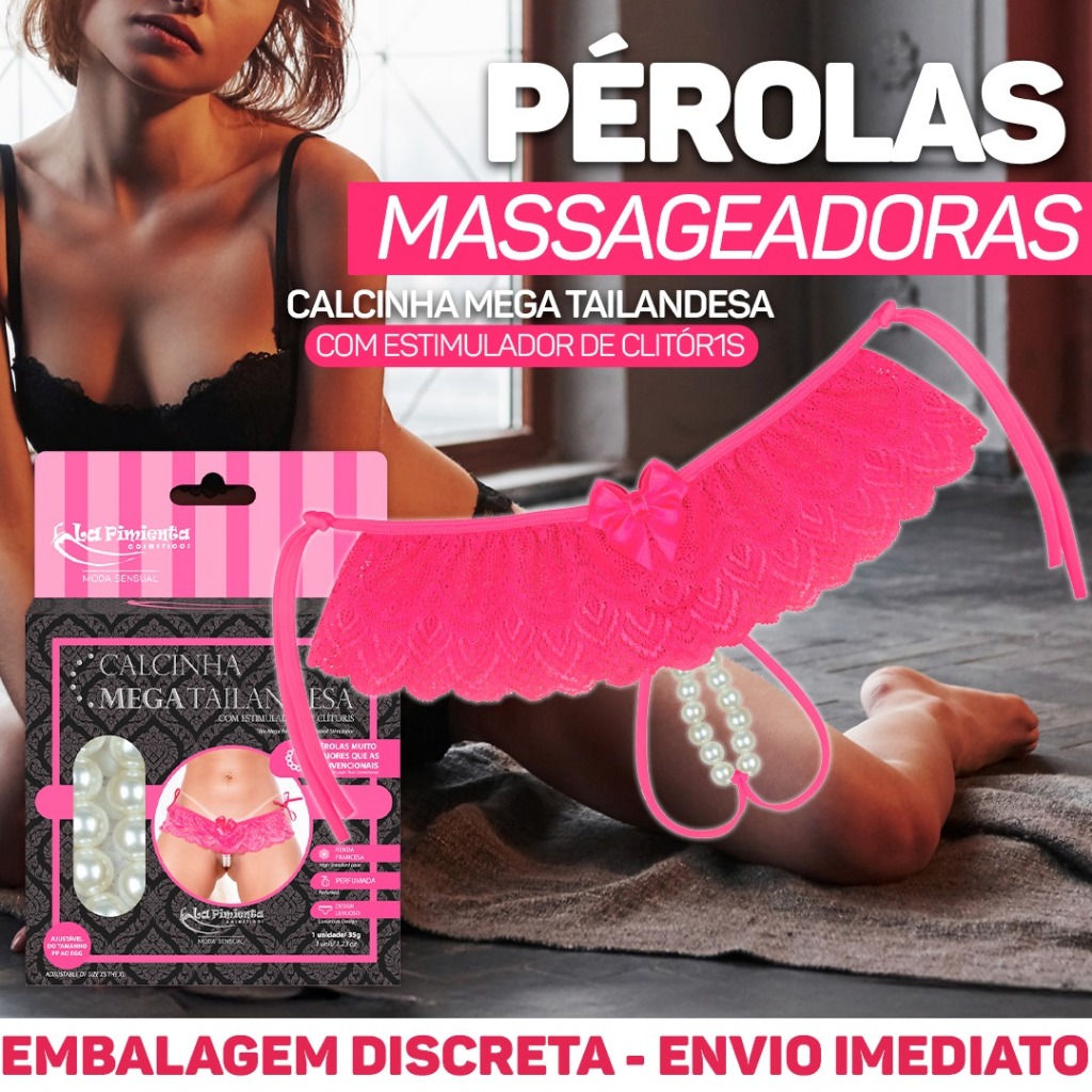 CALCINHA TANGA FIO COM PÉROLAS PRA SE SENTIR ESPECIAL