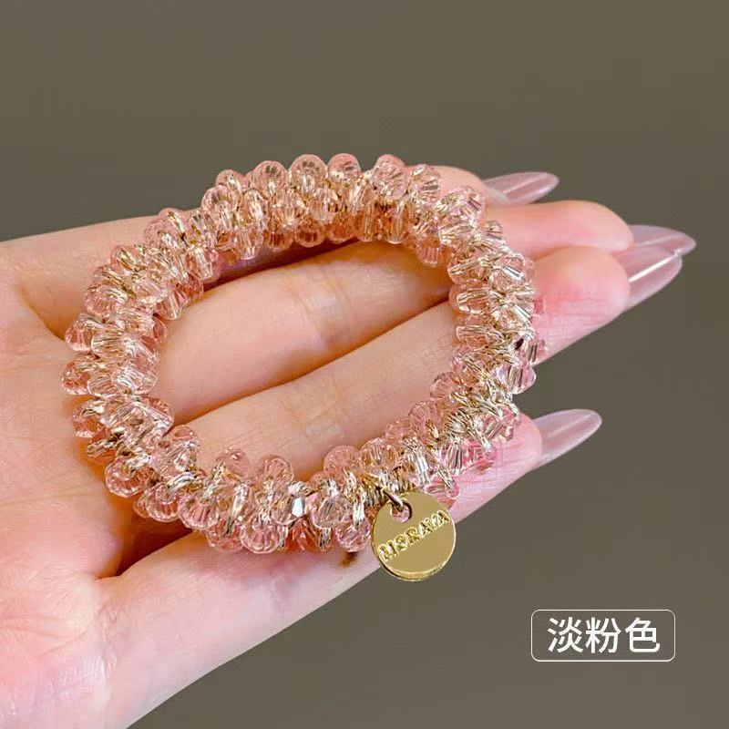 Círculo cabeça corda cristal amor pequeno círculo estilo coreano fresco pode sentir corda de cabelo gravata alta elástic
