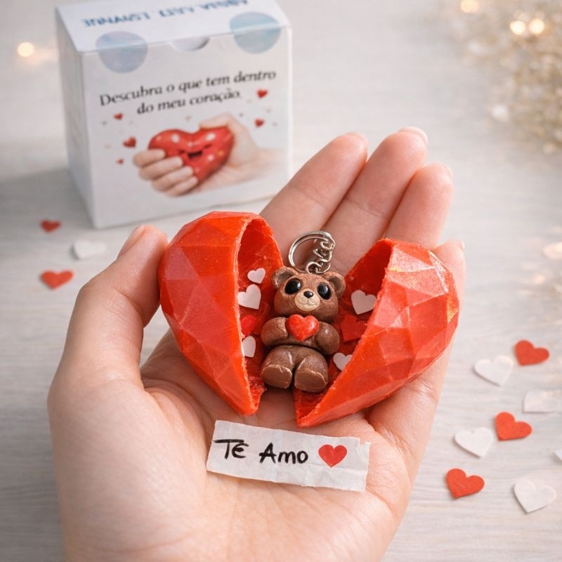 Coração Surpresa. Presente Cirativo e Atemporal. Qualquer momento para se sentir especial. Namorados, Amor, Love.