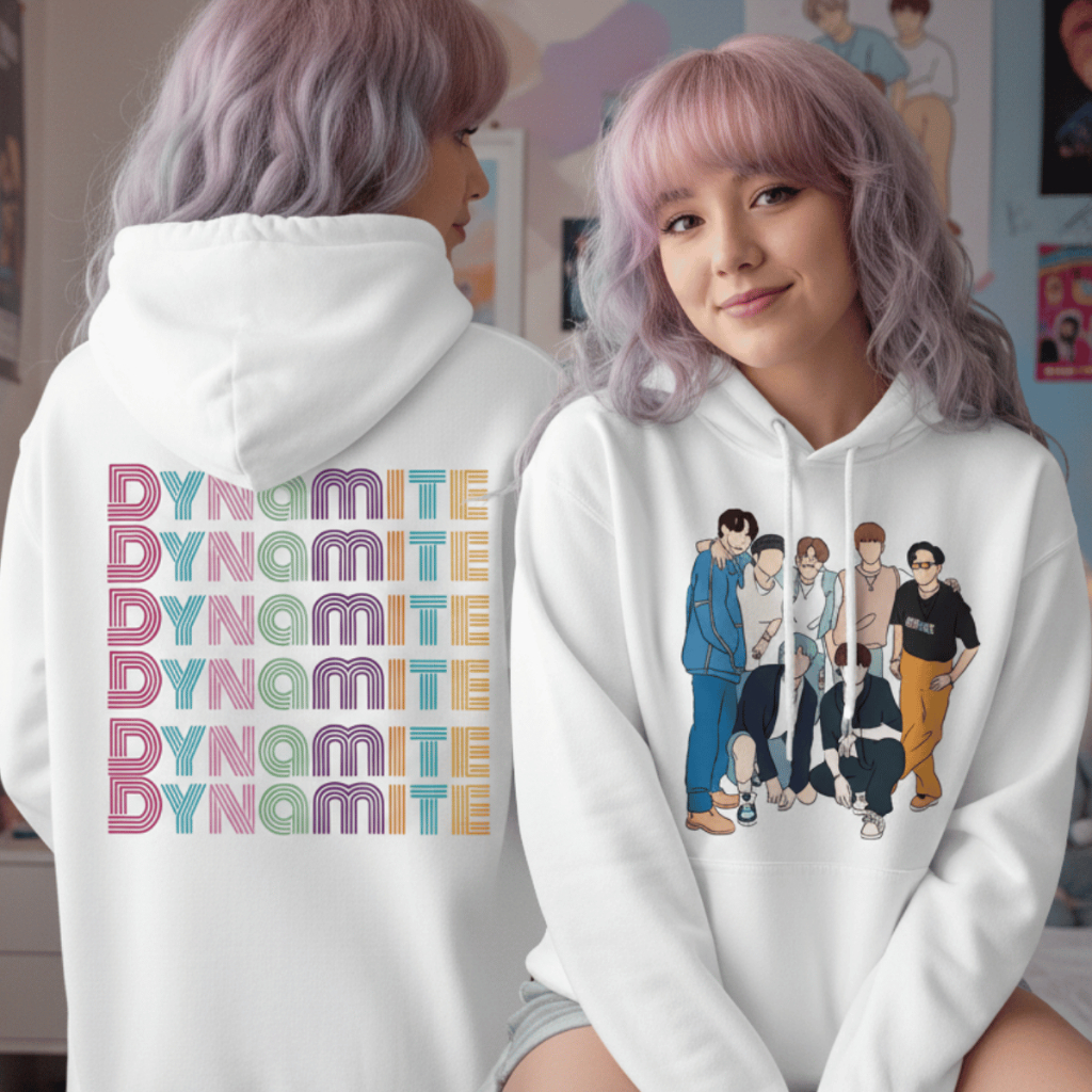 Moletom Bts Membros Musica Dynamite Estilo Kpopper Vintage Moletom Kpop Em Algodão Com Capuz