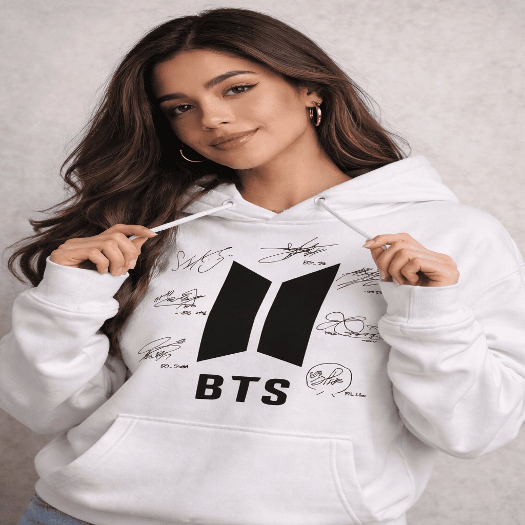 Moletom BTS Canguru com Capuz Unissex 100% Algodão Flanelado Estampa Kpop Premium inverno Confortáve
