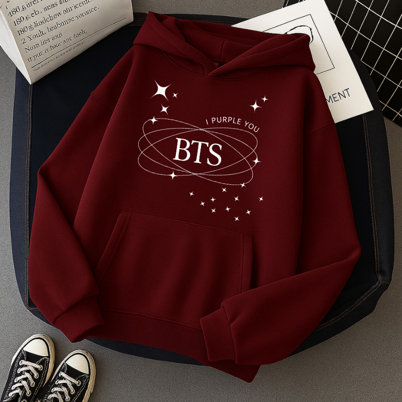 Moletom Feminino Com Capuz Flanelado Fofo BTS I Purple You Eu Te Roxo JsCod