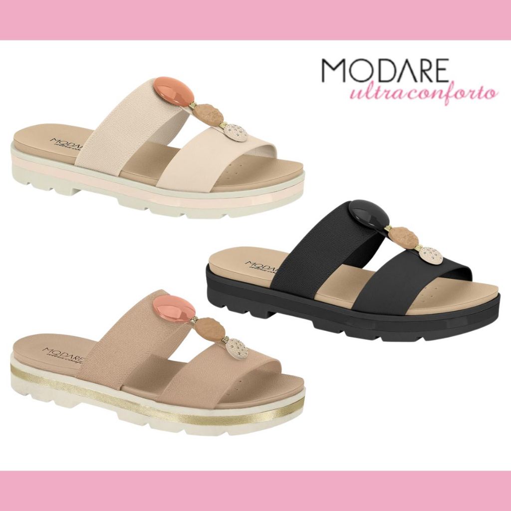 Sandália Feminina Modare Confortavel Chinelo Com Pedraria Massageador