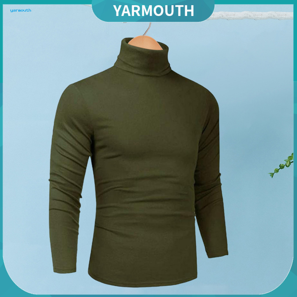 Men Cotton Blend Top Spring Sport Autumn Men’s High Collar Slim Fit Stretchy Long Sleeve Pullover Sweatshirt – Comfo