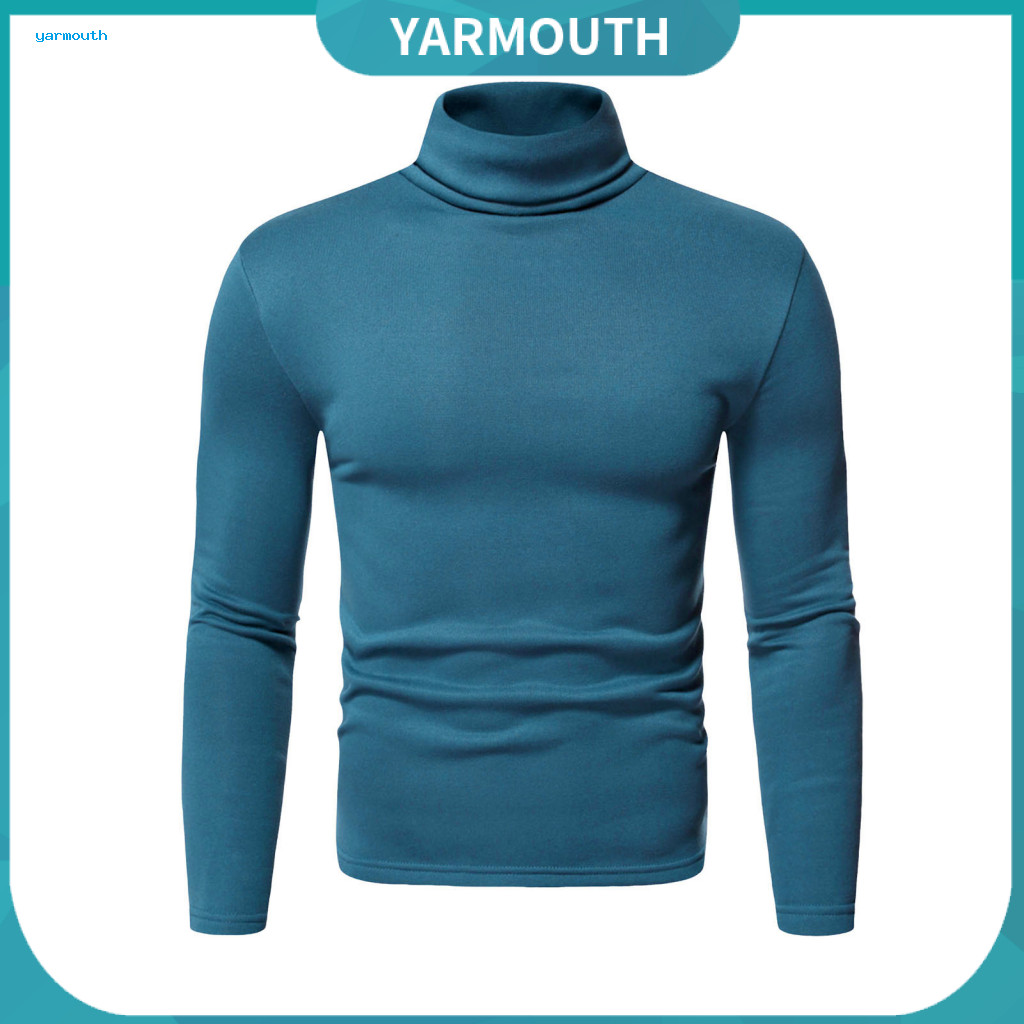 Men Cotton Blend Shirts Lightweight Top Spring Autumn Men’s Slim Fit Fitness High Collar Stretchy Long Sleeve Pullover