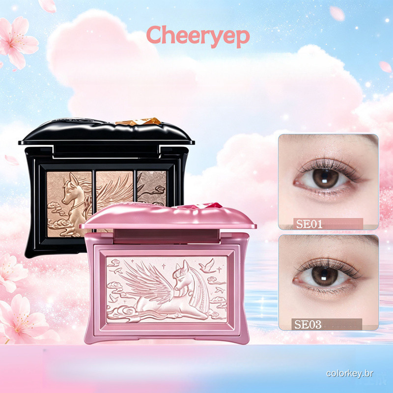 Cheeryep 3‑Color Eyeshadow Palette, Shimmer Brightening Eye Makeup, Long‑Lasting Crease‑Resistant, Easy to Blend Eyeshad