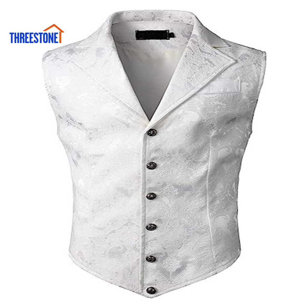 Solid Color Sleeveless Vest Jacket Men Men's Formal Slim Fit Waistcoat Retro with Turn-down Collar and Single-breasted f