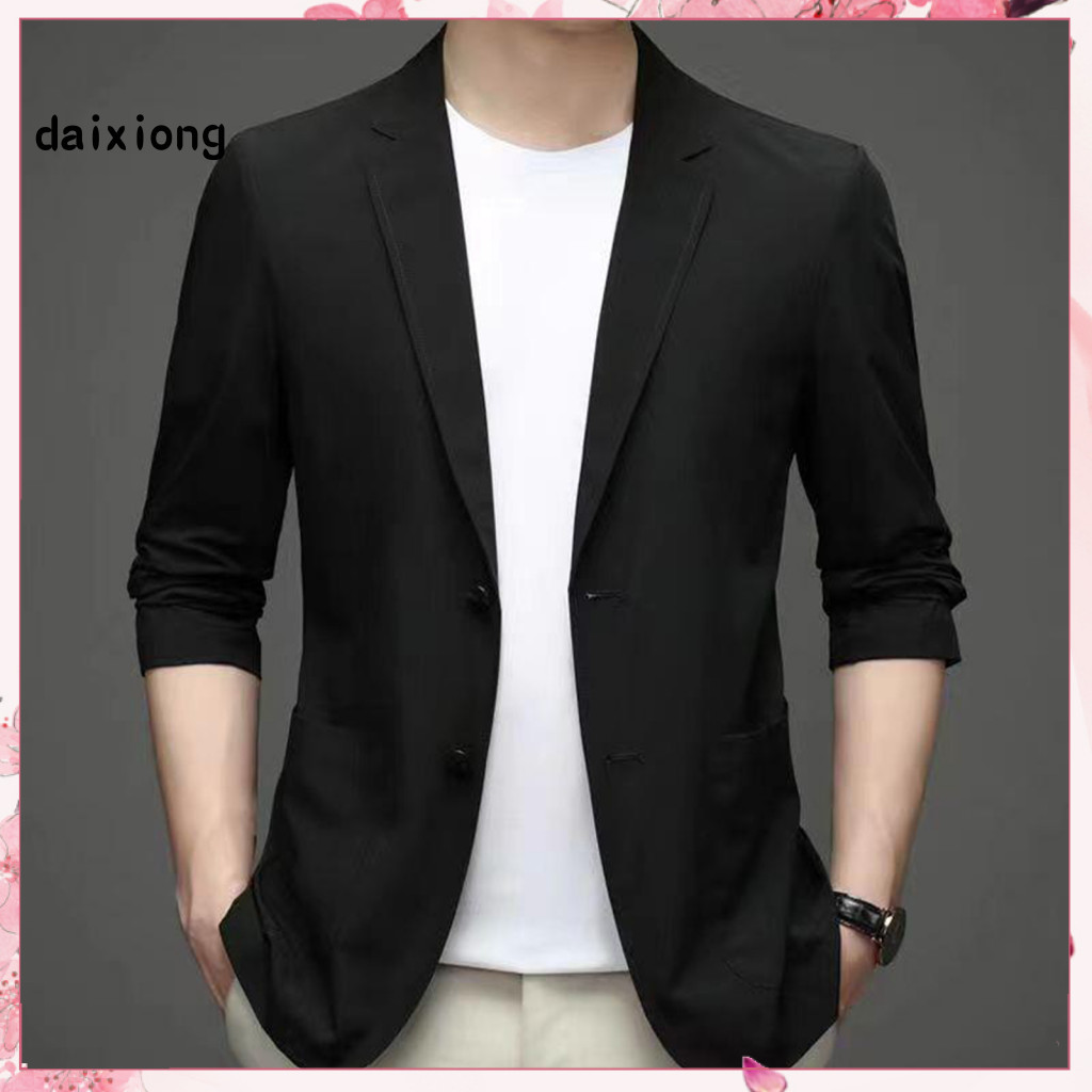 Solid Color Lapel Suit Coat Formal Men Jacket Stylish Men's Business with Sun Protection Lightweight Breathable Outerwea
