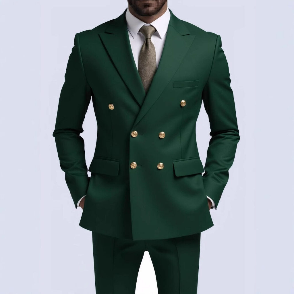Masculino Europeu Plus Size Duplo Breasted Terno Conjunto De Duas Peças Formal Escritório Casamento Blazer