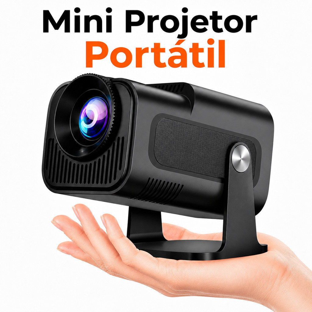 Mini Projetor Portátil HY330 Android 12 WiFi 5G Bluetooth 4K 720P Nativo Giro 180°